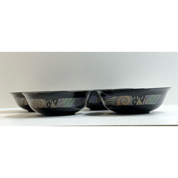 Vtg Set/4 Arcoroc Tampico Soup Cereal Bowl Funky Groovy Post Modern Memphis - Picture 2 of 5